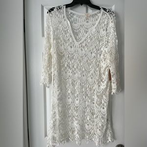 White crochet, swim coverup